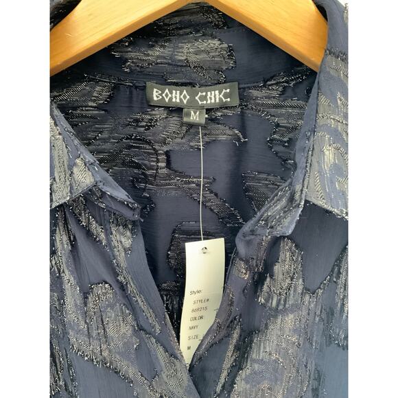 Boho Chic Navy Blouse NWT size medium 120 retail - Picture 3 of 5